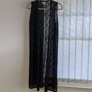 NWT lularoe black lace joy vest size small